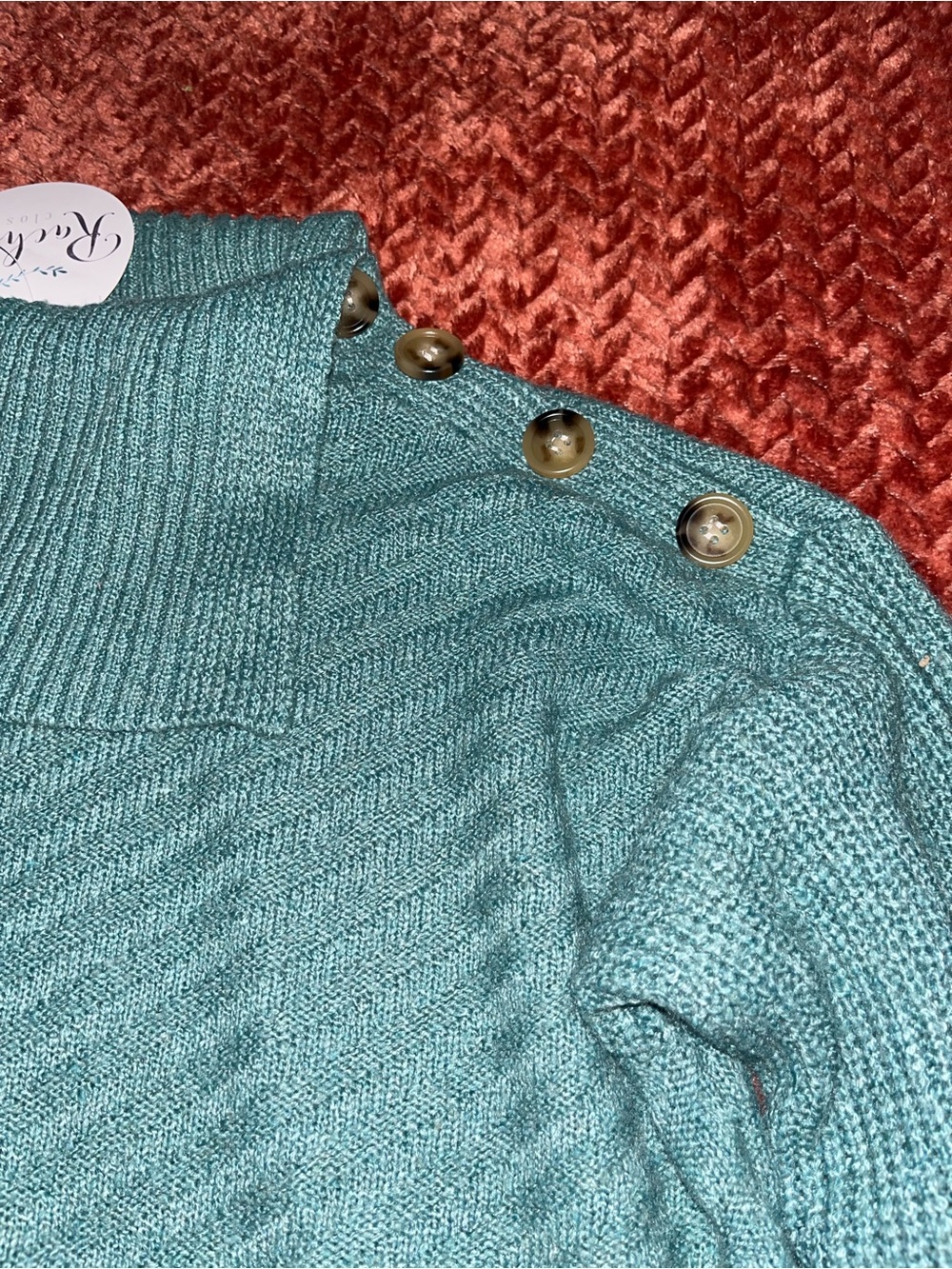Staccato new with tag  teal Button-Shoulder Women's Sweater. SizeS